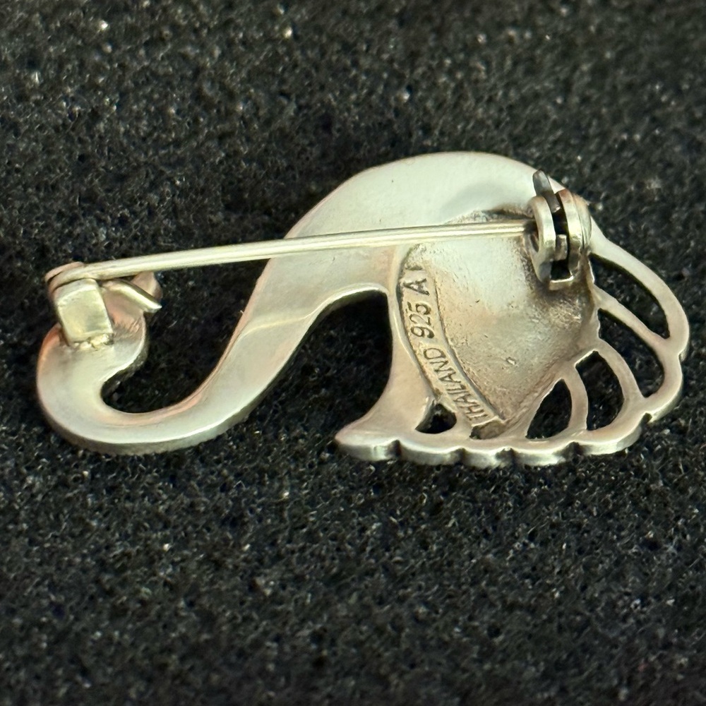 Sterling Silver‎ Swan Brooch with Marcasite Stones Thailand - Picture 7 of 9